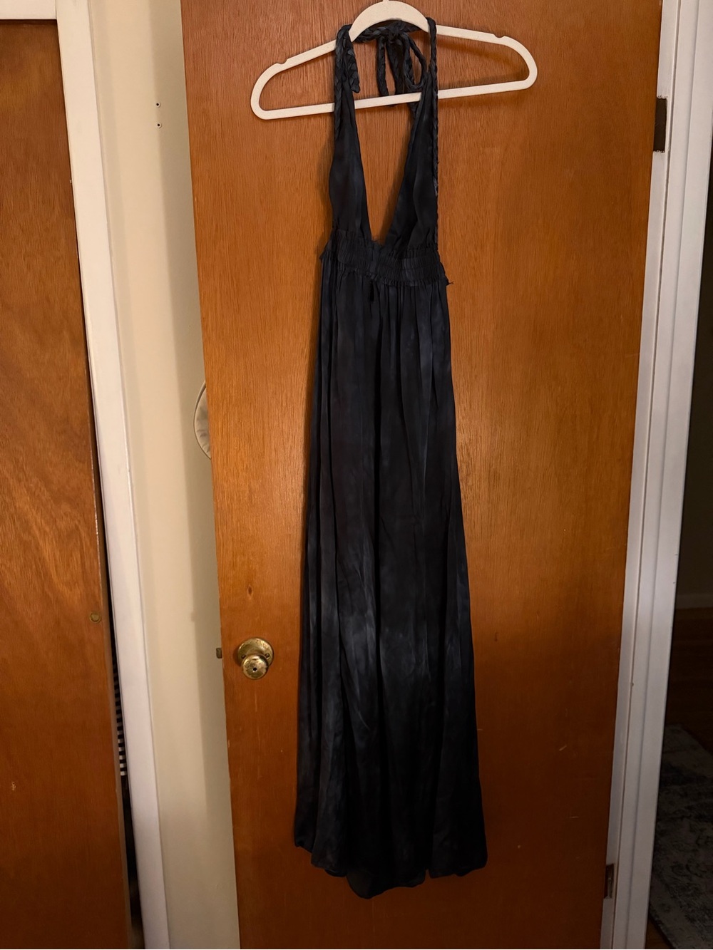 LoveShackFancy Black Halter Maxi Dress